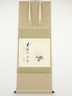 前大徳矢野海渕筆　「白雲流水清」画賛　肉筆紙本掛軸（共箱）